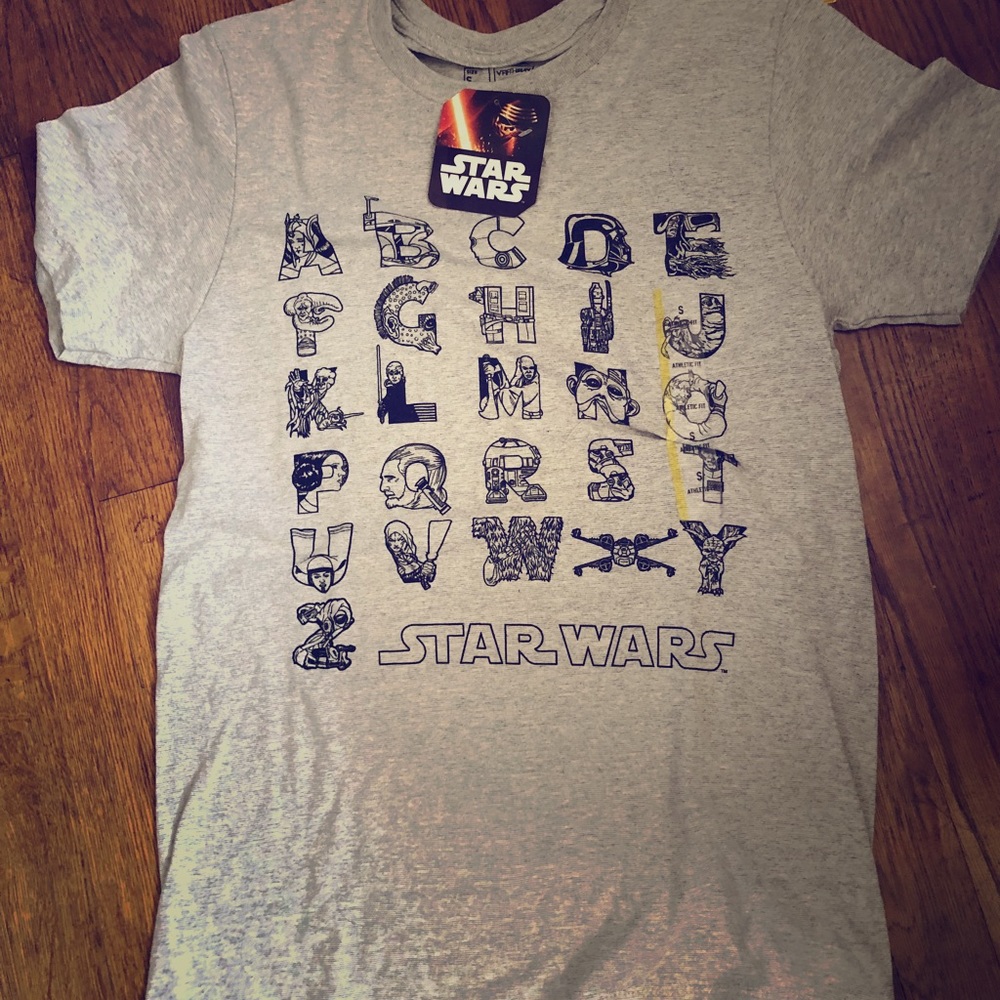 Star Wars Alphabet Shirt, Gray Men’s Size Small